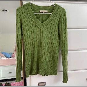 Green V neck sweater